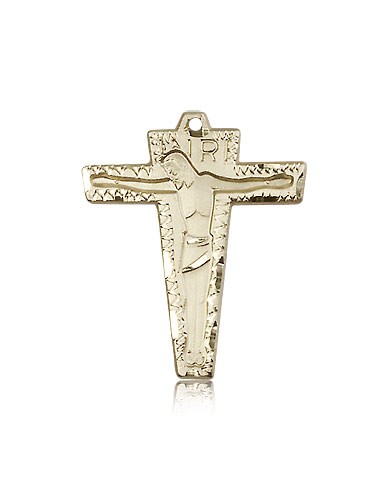 Primative Crucifix Pendant, 14 Karat Gold - 14 KT Yellow Gold