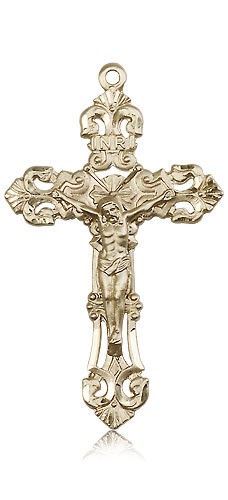 Crucifix Pendant, 14 Karat Gold - 14 KT Yellow Gold