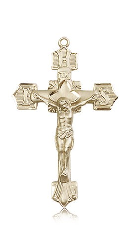 Crucifix Pendant, 14 Karat Gold - 14 KT Yellow Gold