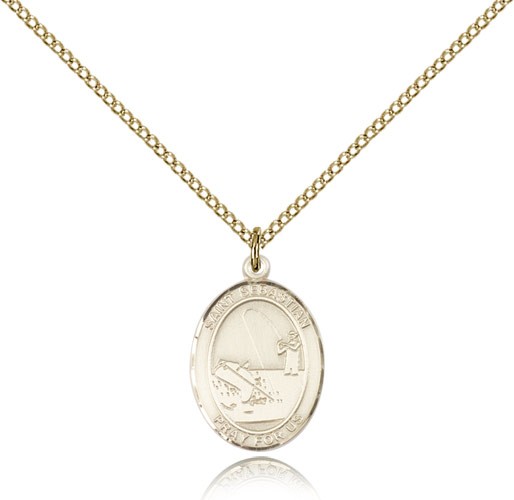 St. Sebastian Fishing Medal, Gold Filled, Medium - Gold-tone