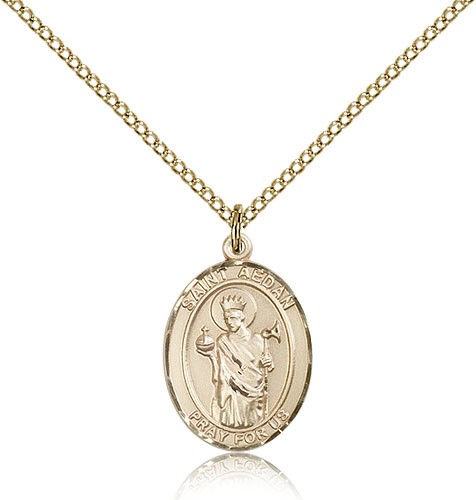 St. Aedan of Ferns Medal, Gold Filled, Medium - Gold-tone