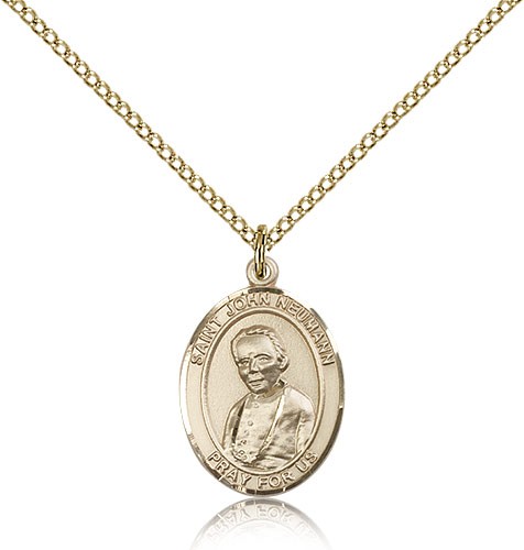 St. John Neumann Medal, Gold Filled, Medium - Gold-tone