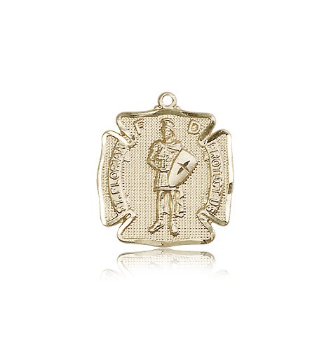 St. Florian Medal, 14 Karat Gold - 14 KT Yellow Gold