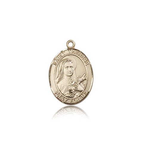 St. Therese of Lisieux Medal, 14 Karat Gold, Medium - 14 KT Yellow Gold