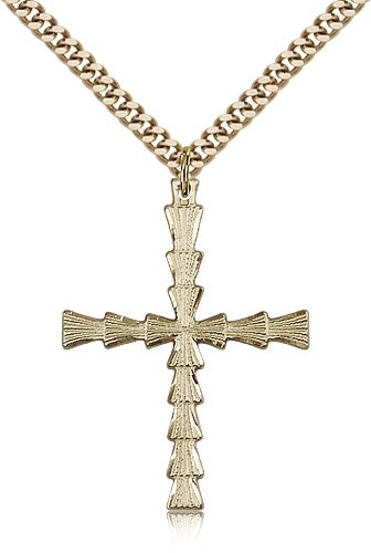 Cross Pendant, Gold Filled - 24&quot; 2.4mm Gold Plated Endless Chain