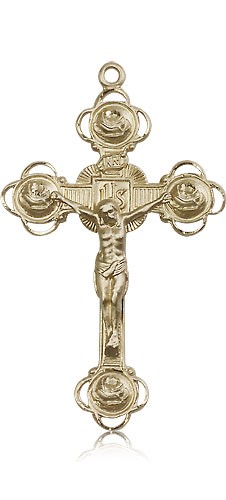 Crucifix Pendant, 14 Karat Gold - 14 KT Yellow Gold