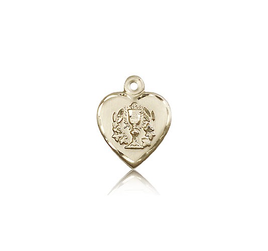 Heart Communion Medal, 14 Karat Gold - 14 KT Yellow Gold