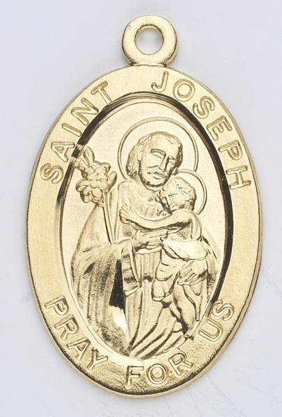 St. Joseph Pendant Oval, 16 Karat Gold Over Sterling - Gold-tone