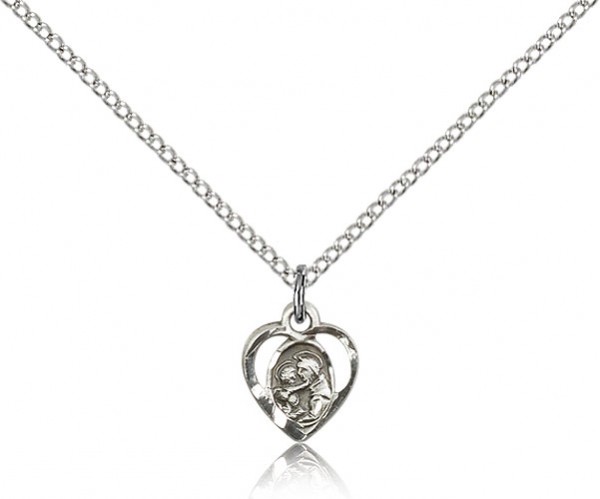 St. Anthony of Padua Medal, Sterling Silver - 18&quot; 1.2mm Sterling Silver Chain + Clasp