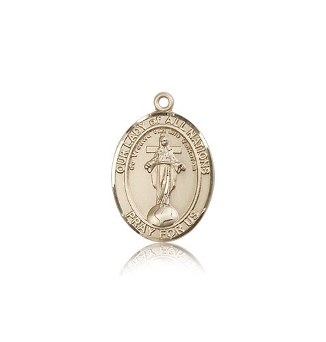 Our Lady of All Nations Medal, 14 Karat Gold, Medium - 14 KT Yellow Gold