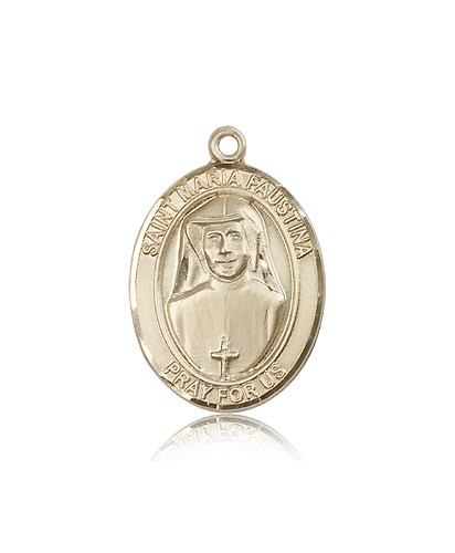 St. Maria Faustina Medal, 14 Karat Gold, Large - 14 KT Yellow Gold
