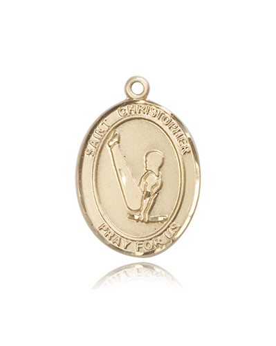 St. Christopher Gymnastics Medal, 14 Karat Gold, Large - 14 KT Yellow Gold