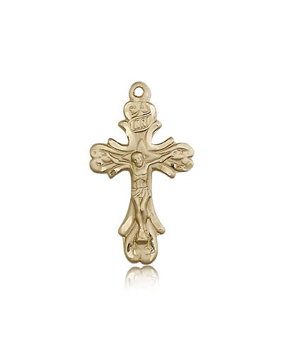 Crucifix Pendant, 14 Karat Gold - 14 KT Yellow Gold