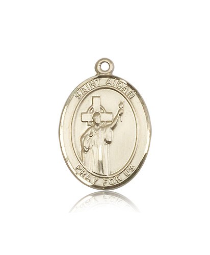 St. Aidan of Lindesfarne Medal, 14 Karat Gold, Large - 14 KT Yellow Gold