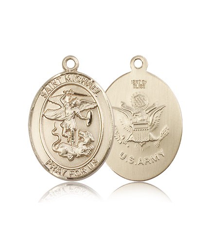 St. Michael Army Medal, 14 Karat Gold, Large - 14 KT Yellow Gold