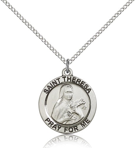 St. Theresa Medal, Sterling Silver - Sterling Silver