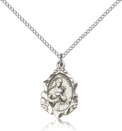 St. Gerard Medal, Sterling Silver - 18&quot; 1.2mm Sterling Silver Chain + Clasp