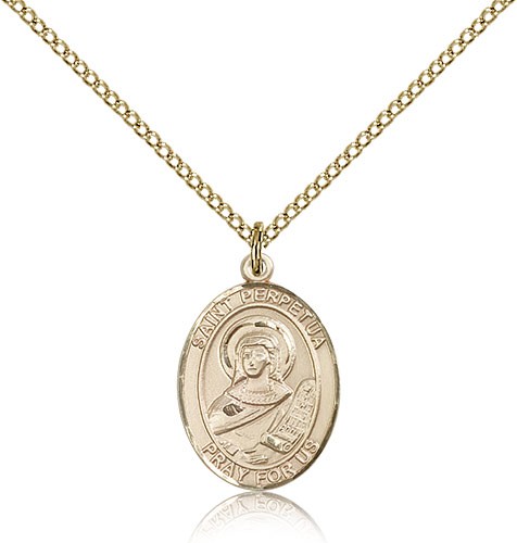 St. Perpetua Medal, Gold Filled, Medium - Gold-tone