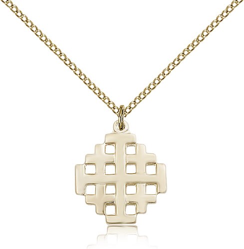 Jerusalem Cross Pendant, Gold Filled - Gold-tone