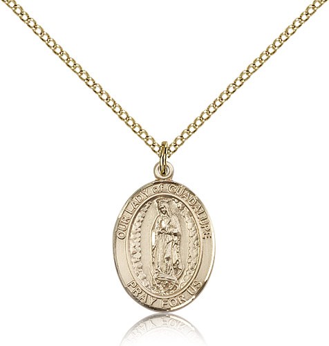 Our Lady of Guadalupe Medal, Gold Filled, Medium - Gold-tone