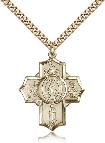 Apparitions Medal, Gold Filled - 24&quot; 2.4mm Gold Plated Endless Chain