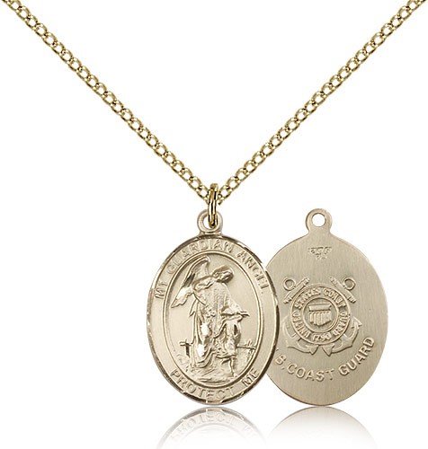 Guardian Angel Coast Guard Medal, Gold Filled, Medium - Gold-tone