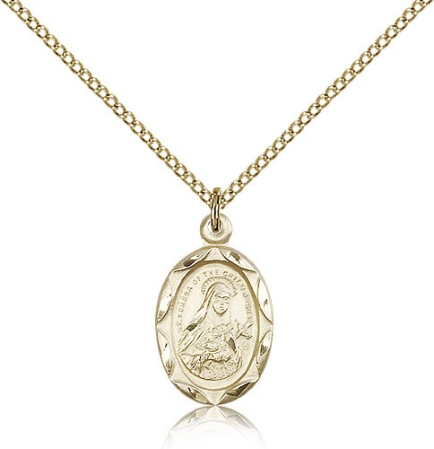 St. Theresa Medal, Gold Filled - Gold-tone