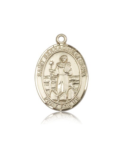 St. Bernadine of Sienna Medal, 14 Karat Gold, Large - 14 KT Yellow Gold