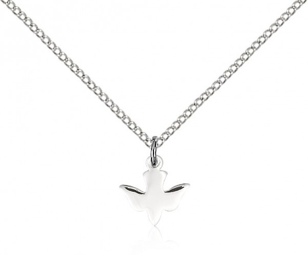 Holy Spirit Medal, Sterling Silver - 18&quot; 1.2mm Sterling Silver Chain + Clasp