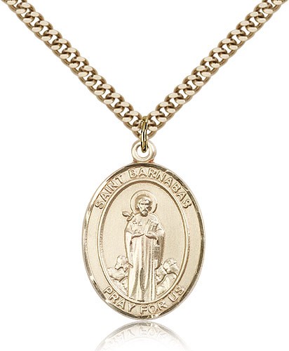 St. Barnabas Medal, Gold Filled, Large - 24&quot; 2.4mm Gold Plated Chain + Clasp
