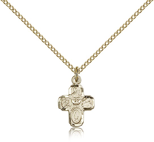 4 Way Cross Pendant, Gold Filled - Gold-tone