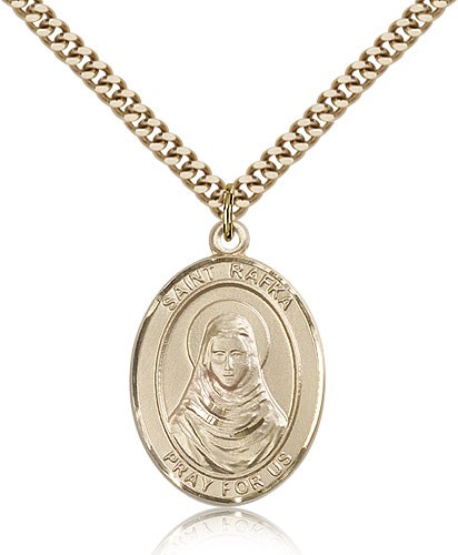 St. Rafta Medal, Gold Filled, Large - 24&quot; 2.4mm Gold Plated Chain + Clasp