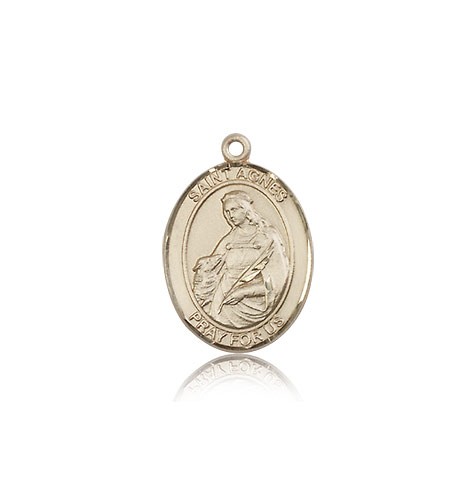 St. Agnes of Rome Medal, 14 Karat Gold, Medium - 14 KT Yellow Gold