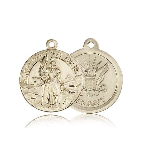 St. Joan of Arc Navy Medal, 14 Karat Gold - 14 KT Yellow Gold