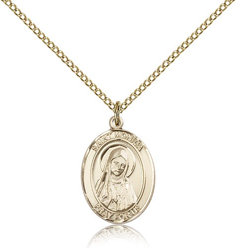 St. Monica Medal, Gold Filled, Medium - Gold-tone