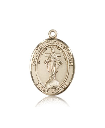 Our Lady of All Nations Medal, 14 Karat Gold, Large - 14 KT Yellow Gold