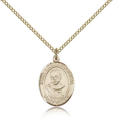 St. Maximilian Kolbe Medal, Gold Filled, Medium - Gold-tone