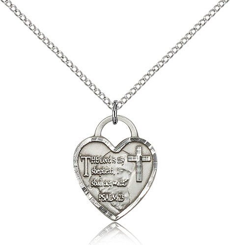 Bridesmaid Heart Medal, Sterling Silver - 18&quot; 1.2mm Sterling Silver Chain + Clasp