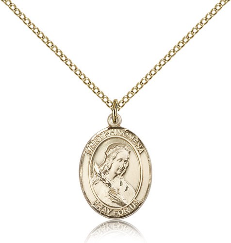 St. Philomena Medal, Gold Filled, Medium - Gold-tone