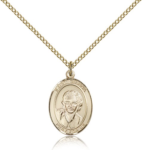 St. Gianna Medal, Gold Filled, Medium - Gold-tone