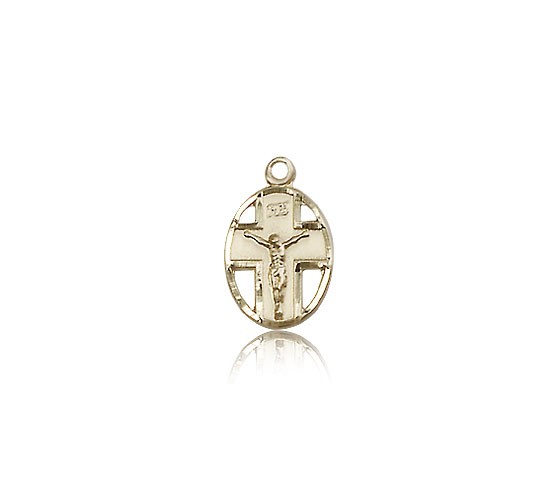 Crucifix Pendant, 14 Karat Gold - 14 KT Yellow Gold