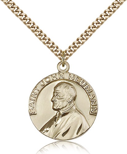 St. John Neumann Medal, Gold Filled - 24&quot; 2.4mm Gold Plated Endless Chain