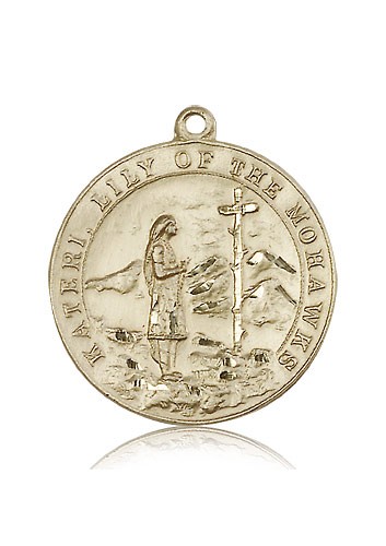 St. Kateri Medal, 14 Karat Gold - 14 KT Yellow Gold