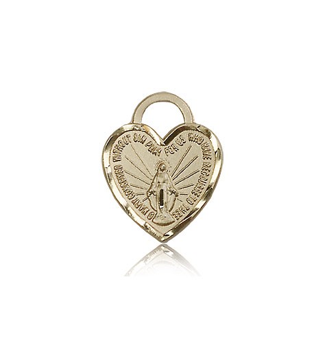 Miraculous Heart Medal, 14 Karat Gold - 14 KT Yellow Gold