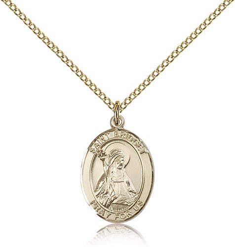 St. Bridget of Sweden Medal, Gold Filled, Medium - Gold-tone