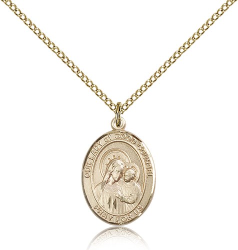 Our Lady of Good Counsel Medal, Gold Filled, Medium - Gold-tone