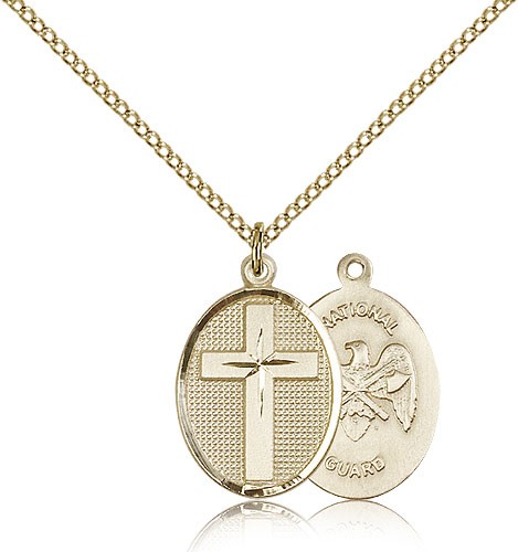 National Guard Cross Pendant, Gold Filled - Gold-tone