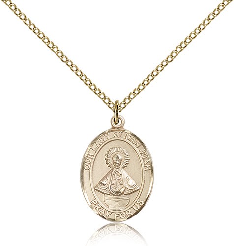 Our Lady of San Juan Medal, Gold Filled, Medium - Gold-tone