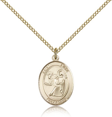 St. Luke the Apostle Medal, Gold Filled, Medium - Gold-tone