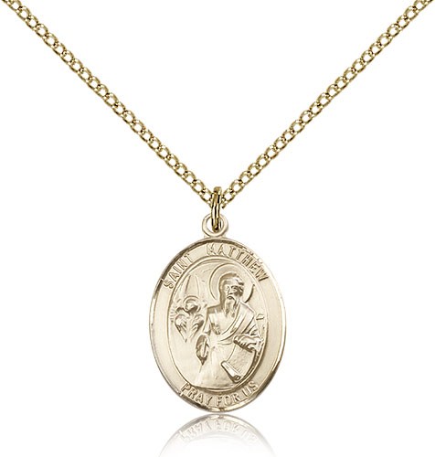 St. Matthew the Apostle Medal, Gold Filled, Medium - Gold-tone